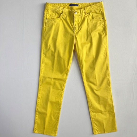 Les Copains Pants - Les Copains Blue Womens Yellow Cotton Straight Leg Pants Italian summer